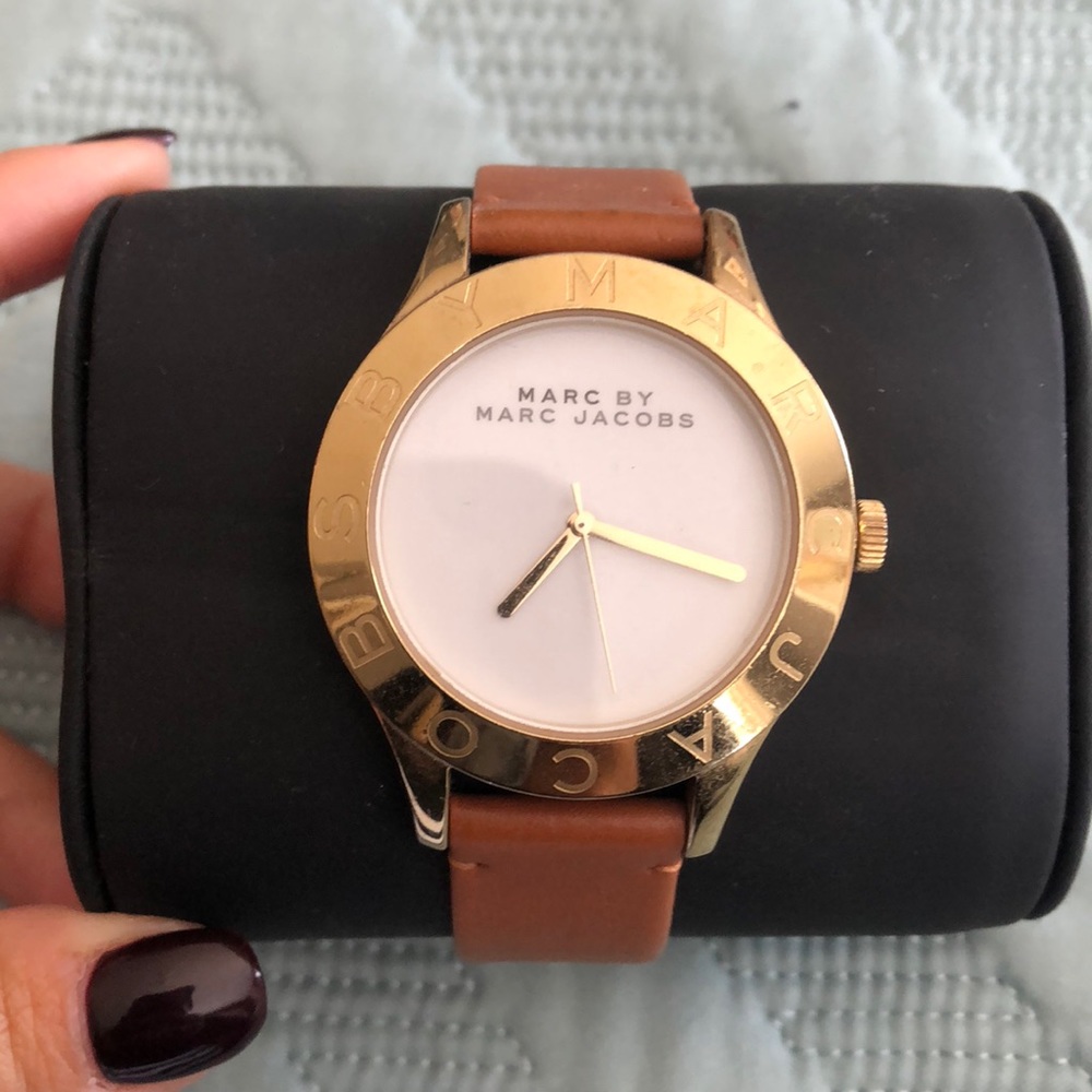 Marc Jacobs Brown Leather and Gold Face Watch